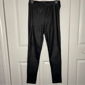 Mud Pie Black Skinny Pants Faux Leather Size Small 'Lollie' Leggings Moto Finch